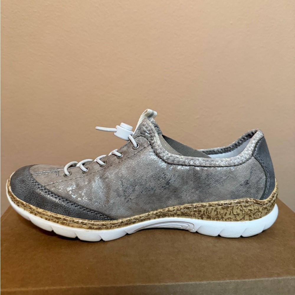 Rieker Women's Metallic Gray Slip-On Athletic Sneakers